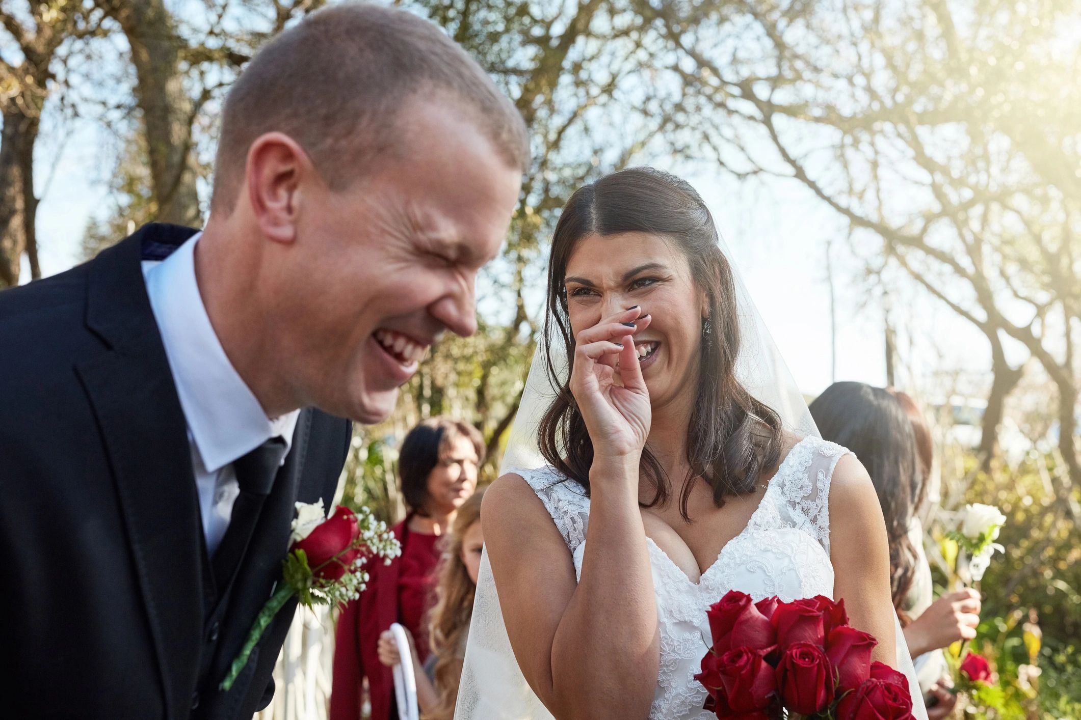 Bride and groom portrait detail